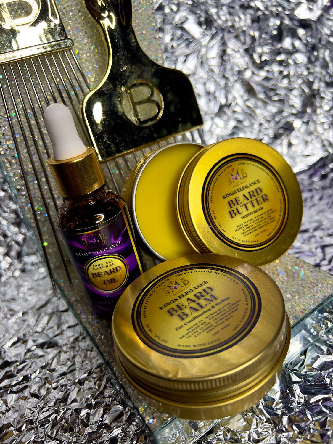 Kings Elegance Beard Kit + Hair Pick - THE JMB EXPERIENCE