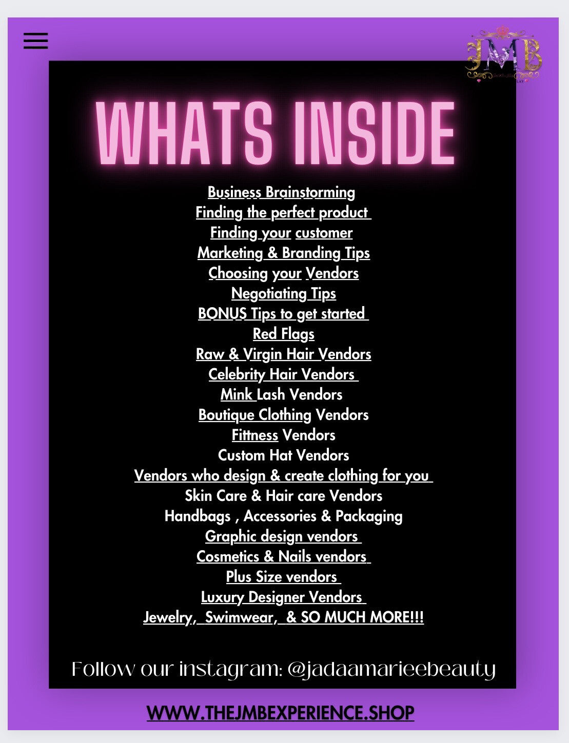 The Ultimate 6 Figure Vendor List Ebook - THE JMB EXPERIENCE