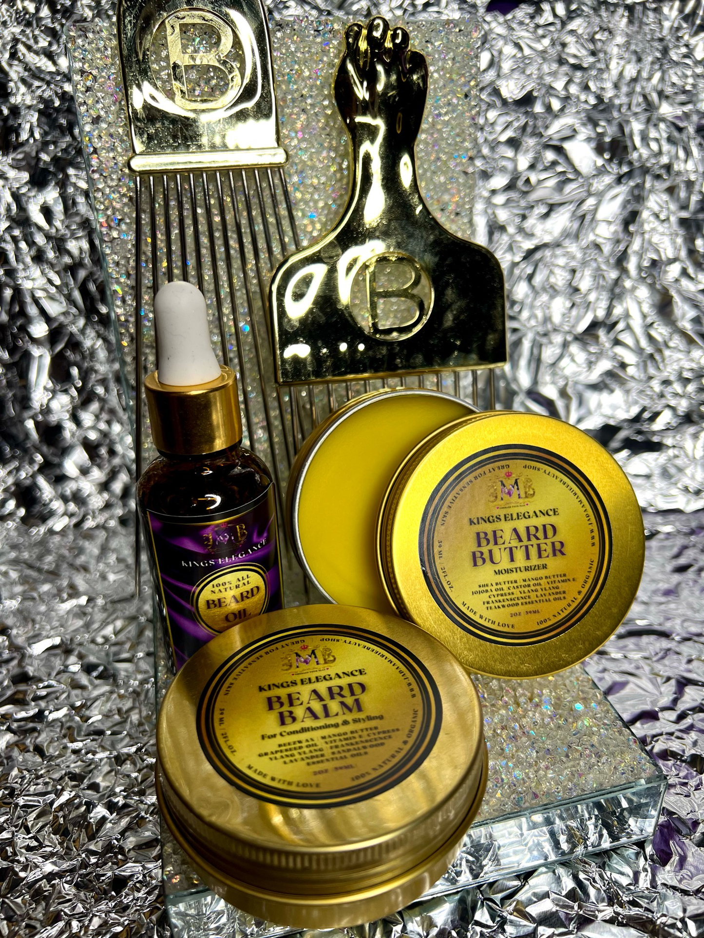 Kings Elegance Beard Kit + Hair Pick - THE JMB EXPERIENCE